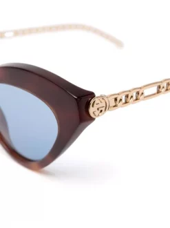 Gucci Eyewear Lunettes De Soleil à Monture Papillon 2348 HAVANA/ GOLD/ BLUE -Gucci Eyewear Soldes 2022 16874106 33547302 600