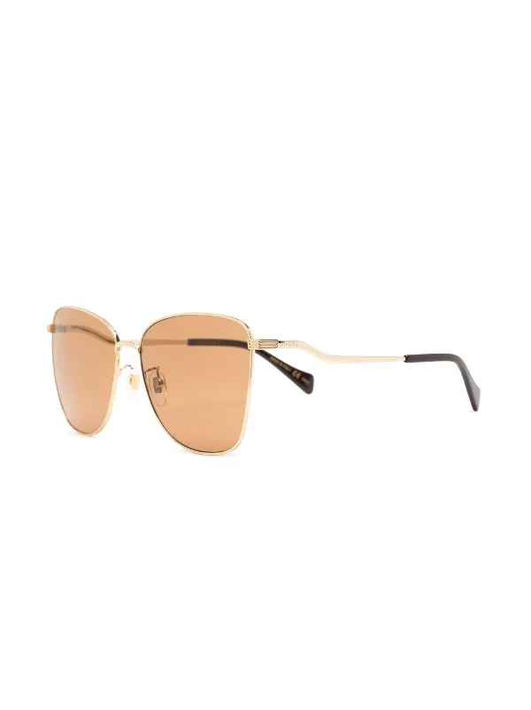 Gucci Eyewear GOLD-GOLD-BROWN Lunettes De Soleil à Monture Papillon Femme 2 Gucci Eyewear GOLD-GOLD-BROWN Lunettes De Soleil à Monture Papillon Femme – Image 2