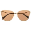 Gucci Eyewear GOLD-GOLD-BROWN Lunettes De Soleil à Monture Papillon Femme