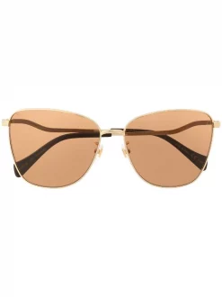 Gucci Eyewear GOLD-GOLD-BROWN Lunettes De Soleil Ă Monture Papillon Femme