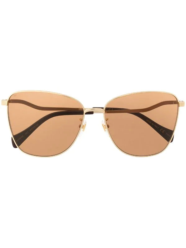 Gucci Eyewear GOLD-GOLD-BROWN Lunettes De Soleil à Monture Papillon Femme 1 Gucci Eyewear GOLD-GOLD-BROWN Lunettes De Soleil à Monture Papillon Femme