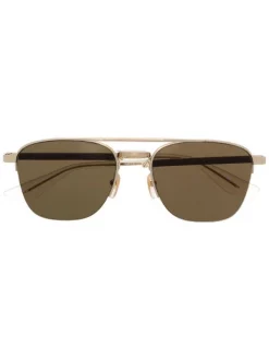 Gucci Eyewear 002 BROWN Lunettes De Soleil Bicolores Ă Monture Aviateur Homme