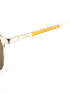 Gucci Eyewear 002 BROWN Lunettes De Soleil Bicolores à Monture Aviateur Homme -Gucci Eyewear Soldes 2022 16905780 34249720 600