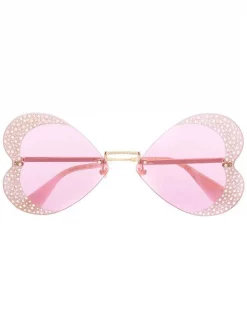 Gucci Eyewear Lunettes De Soleil à Ornements En Cristal PINK
