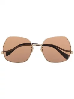 Gucci Eyewear BROWN Lunettes De Soleil à Monture Ronde Oversize Femme