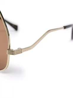 Gucci Eyewear BROWN Lunettes De Soleil à Monture Ronde Oversize Femme -Gucci Eyewear Soldes 2022 16905884 34244770 600