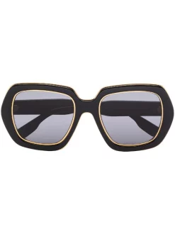 ( Nouvelle Collection ) Gucci Eyewear Black-black-grey Lunettes De Soleil à Monture Carrée Métallisée Homme