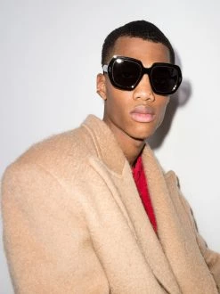 ( Nouvelle Collection ) Gucci Eyewear Black-black-grey Lunettes De Soleil à Monture Carrée Métallisée Homme -Gucci Eyewear Soldes 2022 17297928 38415712 600