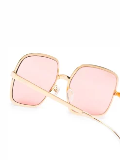 ( Nouvelle Collection ) Gucci Eyewear GOLD-GOLD-RED Lunettes De Soleil à Monture Carrée Homme -Gucci Eyewear Soldes 2022 17298648 37119773 600