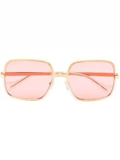 ( Nouvelle Collection ) Gucci Eyewear GOLD-GOLD-RED Lunettes De Soleil à Monture Carrée Homme