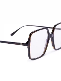 Gucci Eyewear 002 53 HAVANA-HAVANA-TRANSPARENT Lunettes De Vue GG à Monture Carrée Femme -Gucci Eyewear Soldes 2022 17347803 38451604 600