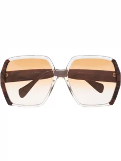 ( Nouvelle Collection ) Gucci Eyewear Lunettes De Soleil à Monture Carrée 001 65 YELLOW-BROWN-ORANGE