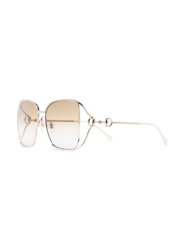 ( Nouvelle Collection ) Gucci Eyewear Lunettes De Soleil Horsebit à Monture Oversize 004 61 GOLD-GOLD-BROWN 2 ( Nouvelle Collection ) Gucci Eyewear Lunettes De Soleil Horsebit à Monture Oversize 004 61 GOLD-GOLD-BROWN – Image 2