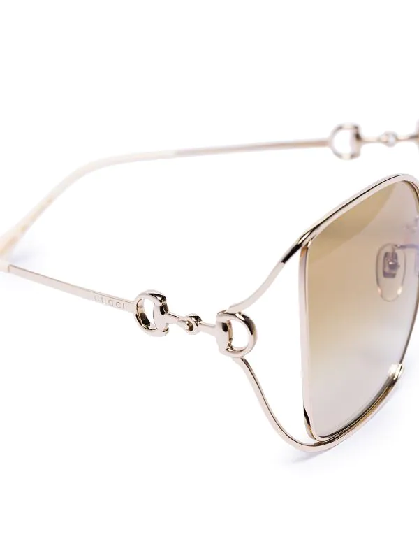 ( Nouvelle Collection ) Gucci Eyewear Lunettes De Soleil Horsebit à Monture Oversize 004 61 GOLD-GOLD-BROWN 3 ( Nouvelle Collection ) Gucci Eyewear Lunettes De Soleil Horsebit à Monture Oversize 004 61 GOLD-GOLD-BROWN – Image 3