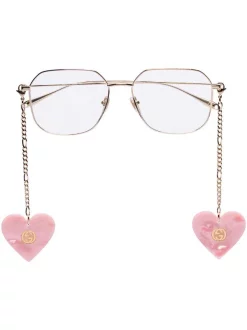 Gucci Eyewear 004 56 GOLD-GOLD-TRANSPARENT Lunettes De Vue à Monture Carrée Femme
