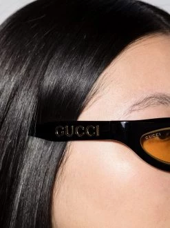 ( Nouvelle Collection ) Gucci Eyewear 001 54 BLACK-BLACK-YELLOW Lunettes De Soleil à Monture Papillon Homme -Gucci Eyewear Soldes 2022 17349513 38367055 600