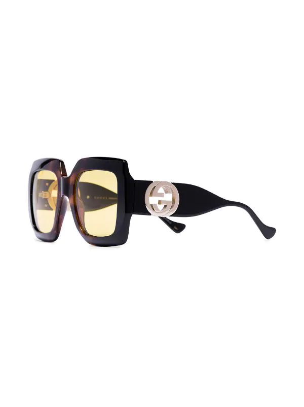 ( Nouvelle Collection ) Gucci Eyewear 004 54 HAVANA-BLACK-YELLOW Lunettes De Soleil à Monture Oversize Femme 2 ( Nouvelle Collection ) Gucci Eyewear 004 54 HAVANA-BLACK-YELLOW Lunettes De Soleil à Monture Oversize Femme – Image 2