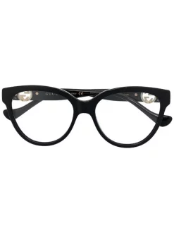 Gucci Eyewear Lunettes De Vue Ă Plaque Logo 004 BLACK-BLACK-TRANSPARENT