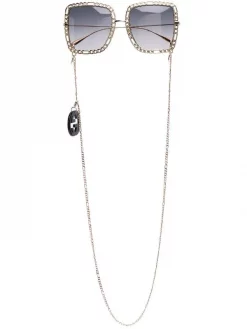 Gucci Eyewear Soldes 2022 4 Gucci Eyewear 002 GOLD GOLD GREY Lunettes De Soleil à Monture Carrée Homme