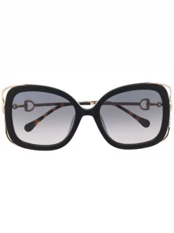 ( Nouvelle Collection ) Gucci Eyewear 002 BLACK Lunettes De Soleil Ă Monture Oversize Femme