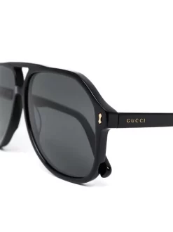 ( Nouvelle Collection ) Gucci Eyewear 001 BLACK Lunettes De Soleil à Monture Aviateur Homme -Gucci Eyewear Soldes 2022 17437157 36120738 600