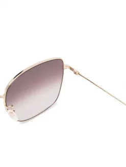 Gucci Eyewear 002 GOLD GOLD BROWN Lunettes De Soleil à Monture Carrée Femme -Gucci Eyewear Soldes 2022 17491744 36234988 600