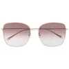 Gucci Eyewear 002 GOLD GOLD BROWN Lunettes De Soleil à Monture Carrée Femme