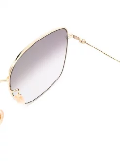 Gucci Eyewear Lunettes De Soleil à Monture Oversize 003 GOLD GOLD GREY -Gucci Eyewear Soldes 2022 17491746 36232019 600