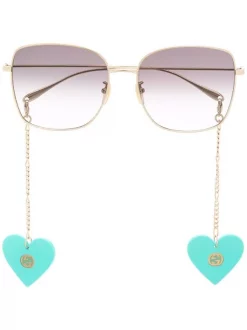 Gucci Eyewear Lunettes De Soleil à Monture Oversize 003 GOLD GOLD GREY