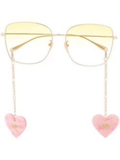 Gucci Eyewear Lunettes De Soleil à Monture Oversize 004 GOLD GOLD YELLOW