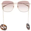 Gucci Eyewear Lunettes De Soleil GG à Monture Carrée 003 GOLD GOLD BROWN