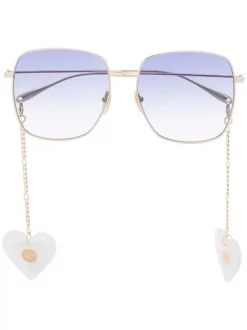 ( Nouvelle Collection ) Gucci Eyewear Lunettes De Soleil à Monture Carrée 004 GOLD GOLD VIOLET