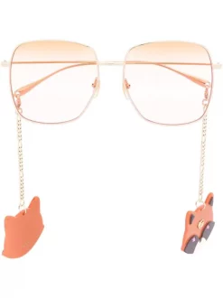 Gucci Eyewear 005 GOLD GOLD PINK Lunettes De Soleil à Monture Carrée Femme