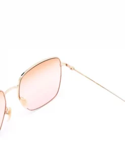 Gucci Eyewear 005 GOLD GOLD PINK Lunettes De Soleil à Monture Carrée Femme -Gucci Eyewear Soldes 2022 17491774 36242146 600
