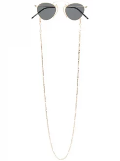 Gucci Eyewear Lunettes De Soleil à Monture Ronde 002 GOLD GOLD GREY