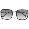 Gucci Eyewear 001 BLACK GOLD GREY Lunettes De Soleil à Monture Carrée Femme