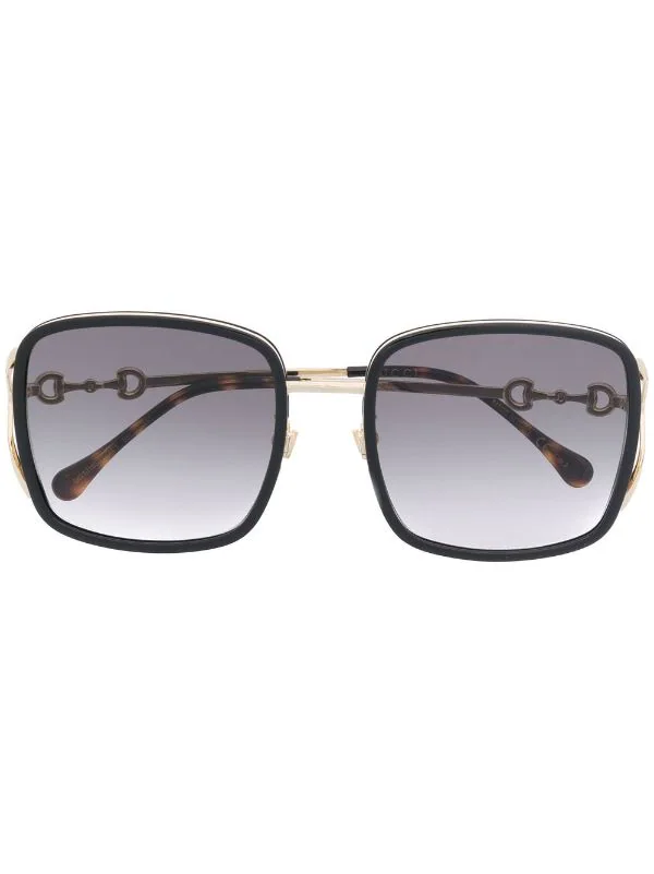 Gucci Eyewear 001 BLACK GOLD GREY Lunettes De Soleil à Monture Carrée Femme 1 Gucci Eyewear 001 BLACK GOLD GREY Lunettes De Soleil à Monture Carrée Femme