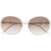 Gucci Eyewear Lunettes De Soleil à Monture Ronde 003 GOLD GOLD BROWN