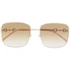 Gucci Eyewear 004 GOLD GOLD BROWN Lunettes De Soleil à Monture Carrée Femme
