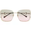 Gucci Eyewear 001 GOLD GOLD GREEN Lunettes De Soleil à Monture Carrée Femme