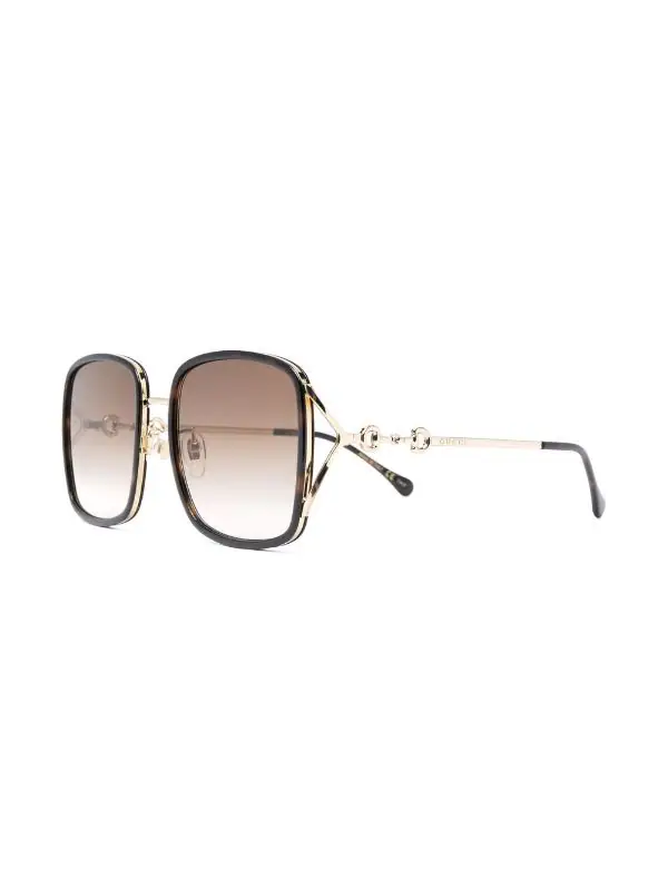 Gucci Eyewear 003 HAVANA GOLD BROWN Lunettes De Soleil à Monture Oversize Femme 2 Gucci Eyewear 003 HAVANA GOLD BROWN Lunettes De Soleil à Monture Oversize Femme – Image 2