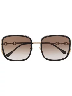 Gucci Eyewear 003 HAVANA GOLD BROWN Lunettes De Soleil à Monture Oversize Femme