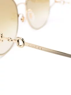 Gucci Eyewear Lunettes De Soleil à Monture Ronde 004 GOLD GOLD BROWN -Gucci Eyewear Soldes 2022 17493218 36349165 600