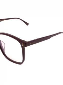 Gucci Eyewear BURGUNDY-BURGUNDY-YE 005 Lunettes De Vue à Monture Carrée Homme -Gucci Eyewear Soldes 2022 17525599 38363879 600