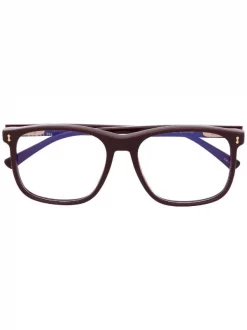 Gucci Eyewear BURGUNDY-BURGUNDY-YE 005 Lunettes De Vue à Monture Carrée Homme