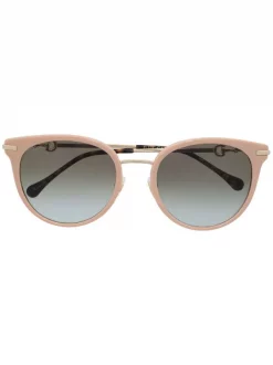 ( Nouvelle Collection ) Gucci Eyewear 002 PINK GOLD Lunettes De Soleil Horsebit à Monture Ronde Femme