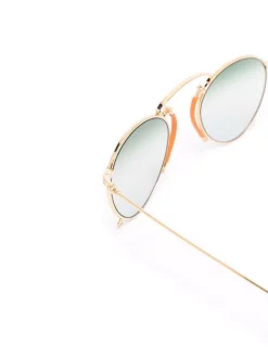 Gucci Eyewear Lunettes De Soleil à Monture Aviateur 001 LIGHT BLUE GOLD GREY -Gucci Eyewear Soldes 2022 17558155 36539461 600