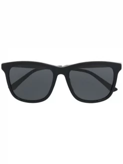 Gucci Eyewear 001 BLACK GOLD GREY Lunettes De Soleil à Monture Ronde Femme