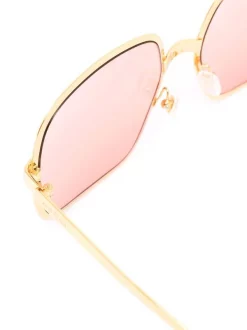 Gucci Eyewear Lunettes De Soleil à Monture Oversize 8066 GOLD-GOLD-RED -Gucci Eyewear Soldes 2022 17611810 36664522 600