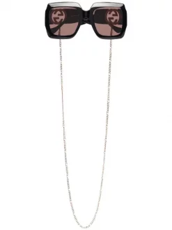 ( Nouvelle Collection ) Gucci Eyewear Lunettes De Soleil à Monture Carrée 005 BLACK